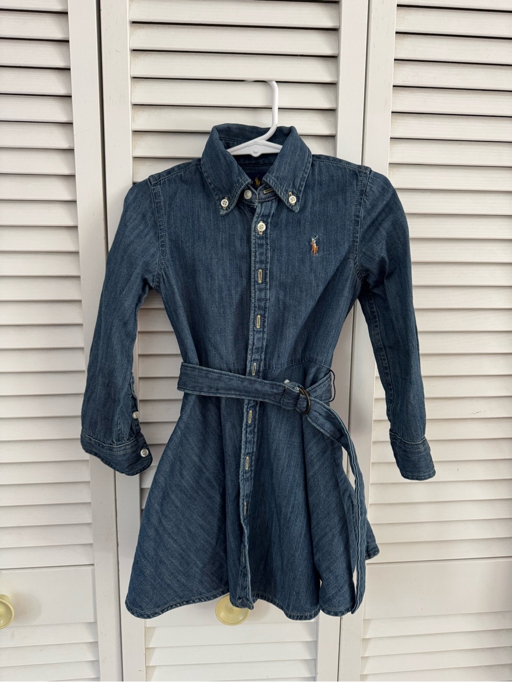 Polo Ralph Lauren Girls Belted Denim Shirt Dress Size 3